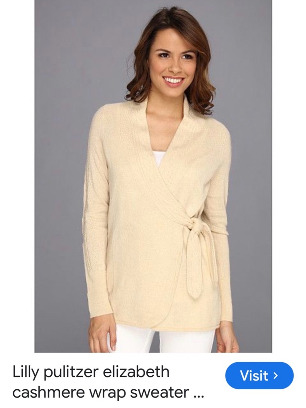Lilly Pulitzer Cream Wrap Cashmere Cardigan size medium